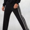 AthliQ Men’s Black Track Pants with Green Drawstring & Dual Side Stripes | Sports & Casual Wear
