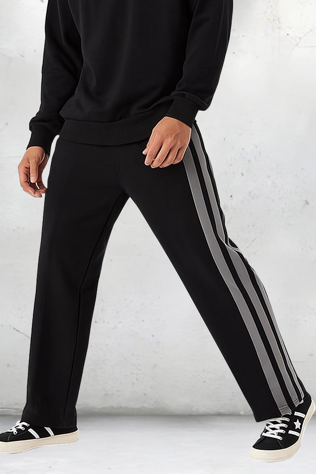 AthliQ Men’s Black Track Pants with Green Drawstring & Dual Side Stripes | Sports & Casual Wear