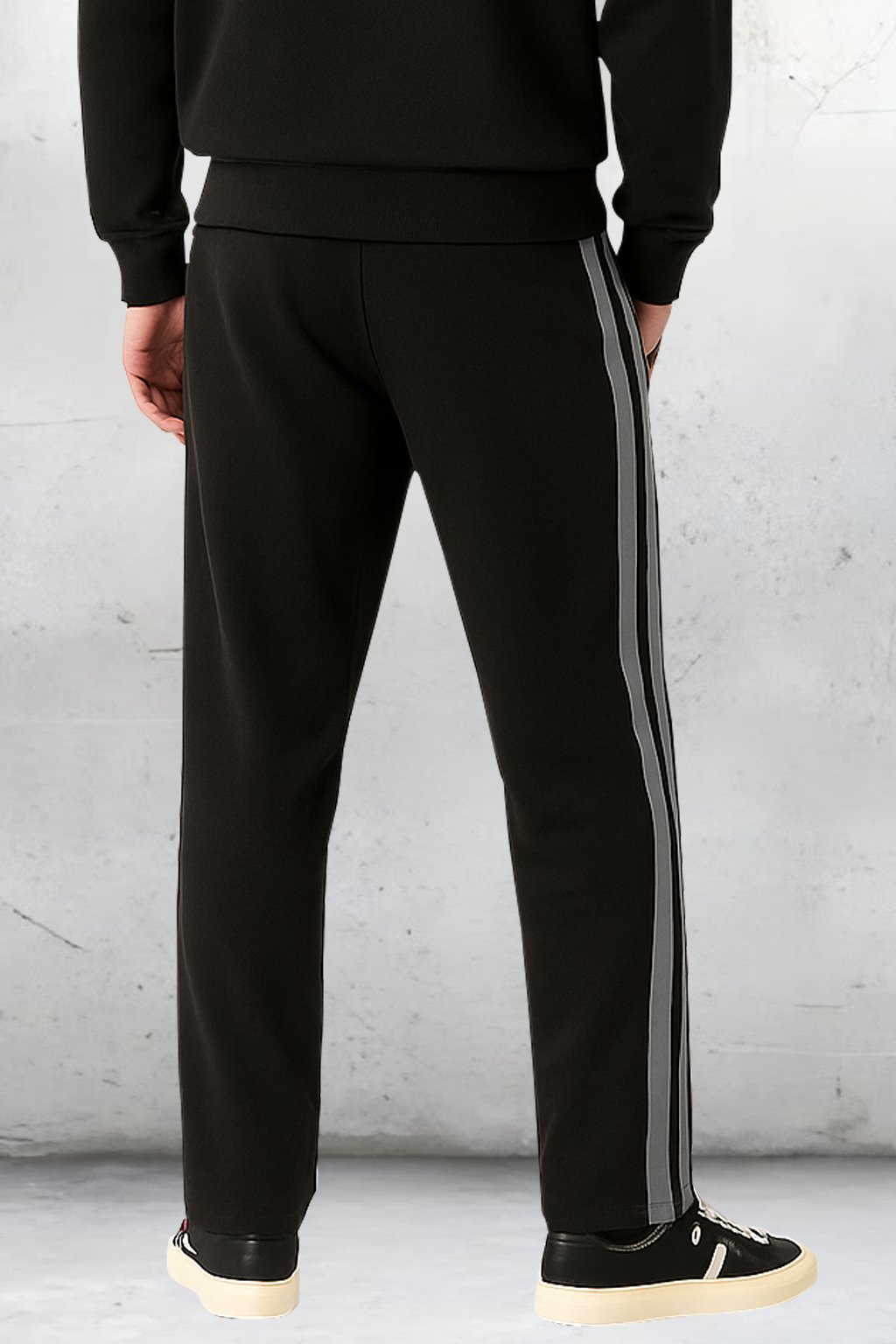 AthliQ Men’s Black Track Pants with Green Drawstring & Dual Side Stripes | Sports & Casual Wear - Image 2