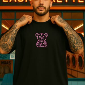 Neon Stitch Oversized T-Shirt - Black