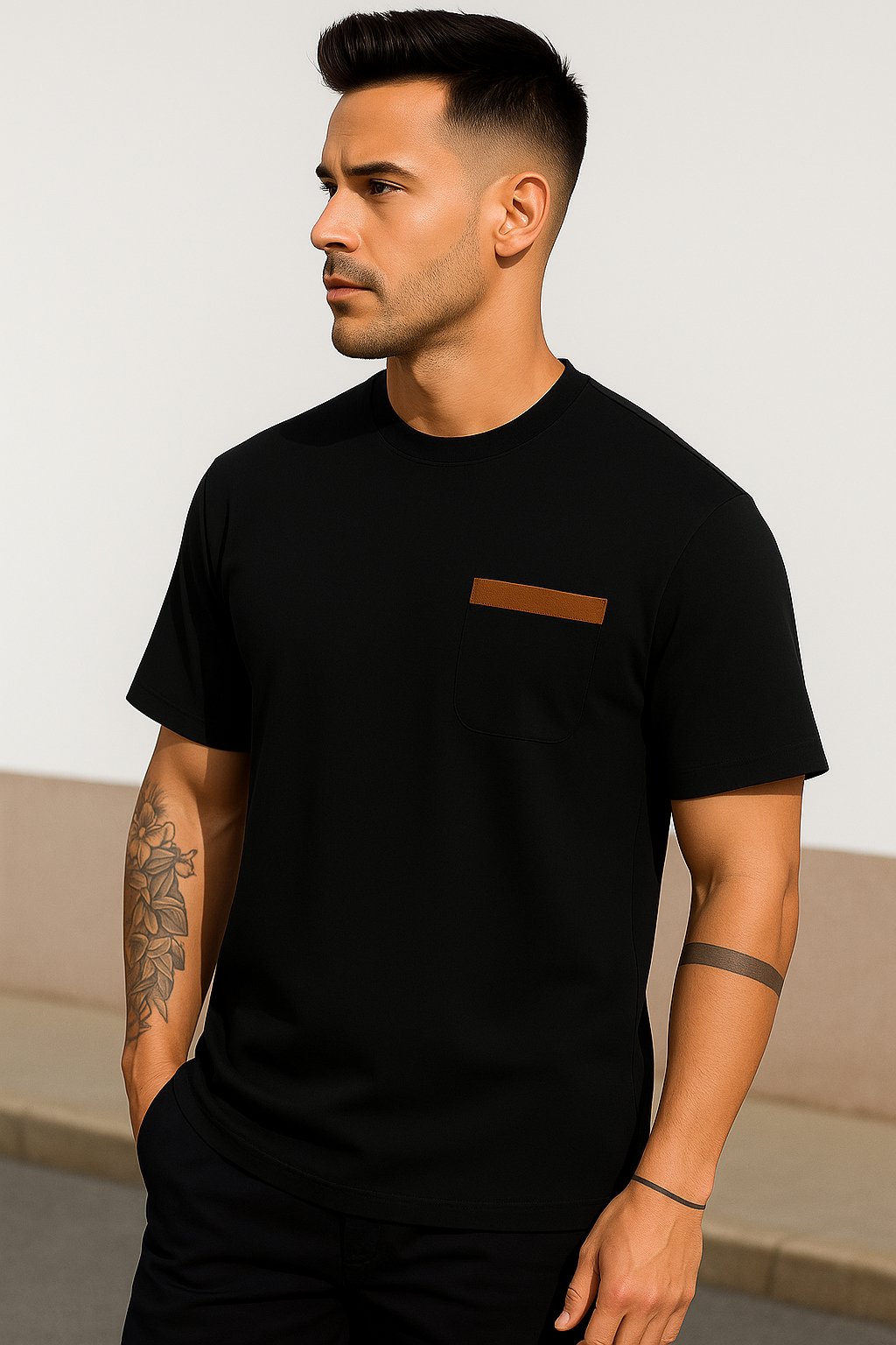The Luxe Contrast Pocket T-Shirt - Image 3