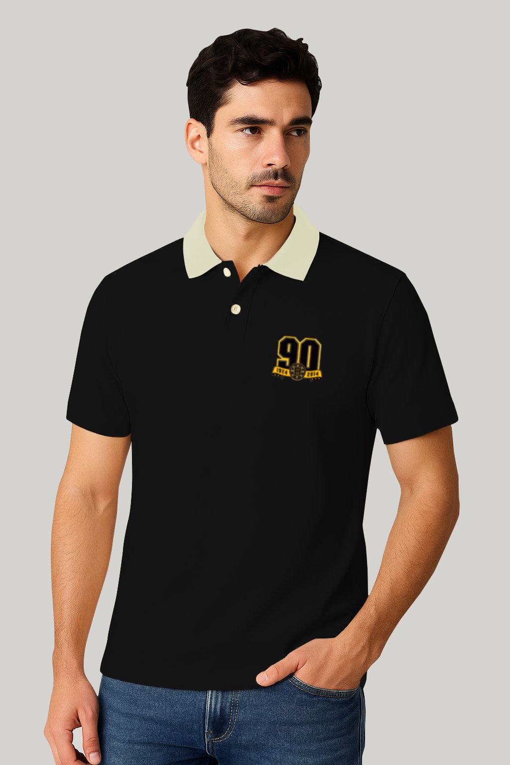 Vintage Varsity Polo -(Beige/Hunter Green) - Image 4